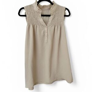 Amazon Smocked Yoke Sleeveless Camisole - Cream